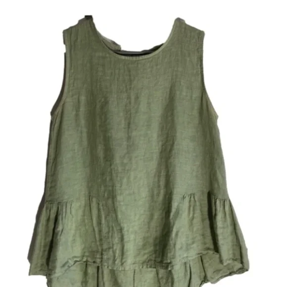 Francesca Bettini 100% Linen sleeveles top/ Green. Size small - Picture 6 of 9
